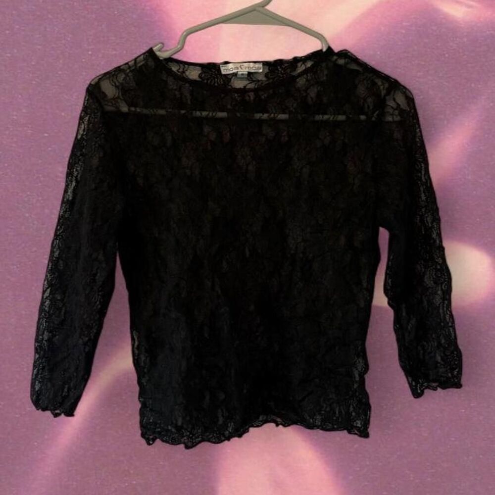 Vintage 90s Lace Black Top by Moa Moa